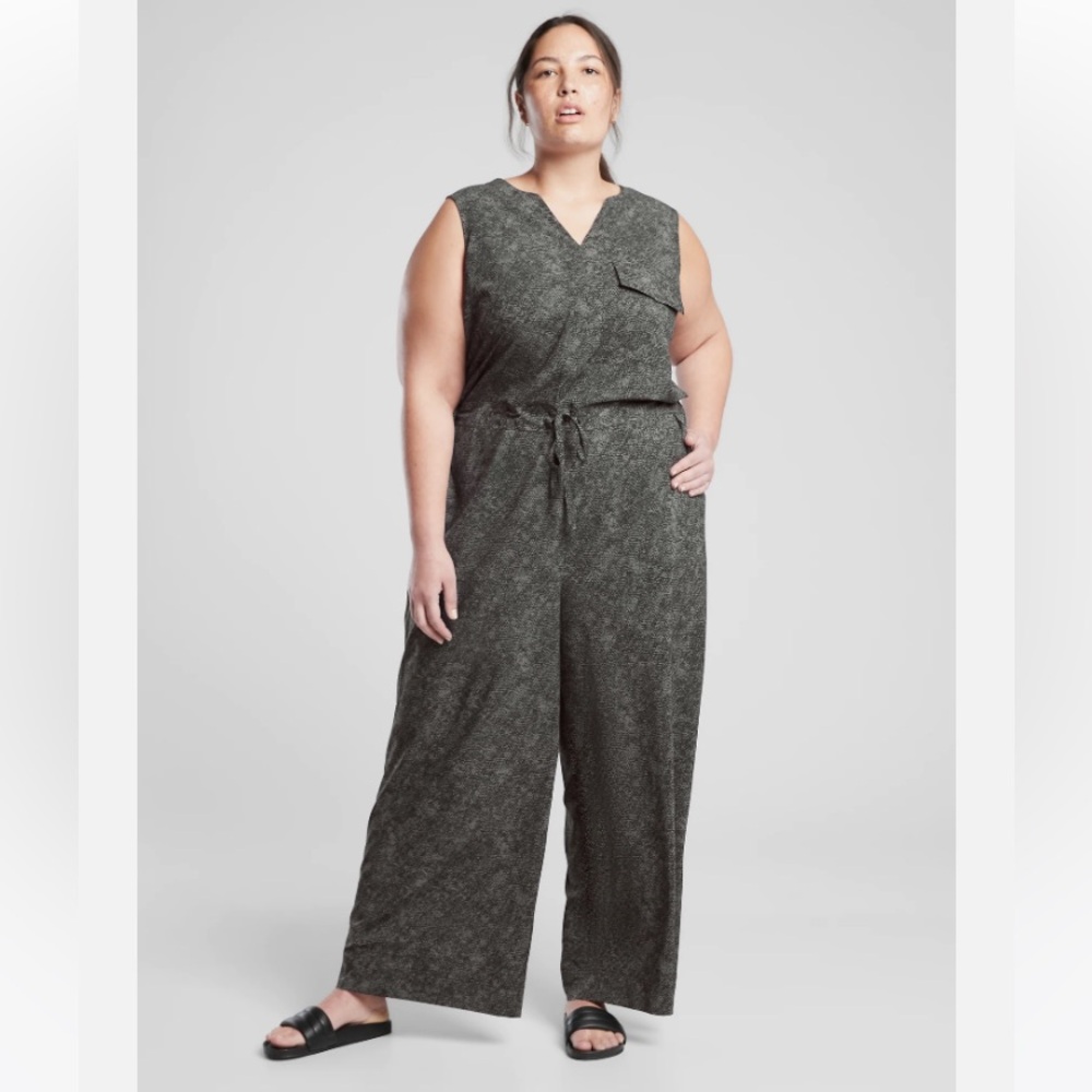 Athleta Topanga Printed Jumpsuit, Viper Black SIZE 3X